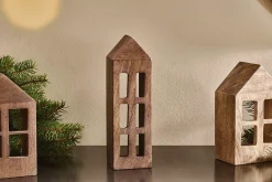 Candles & Candleholders^Nkuku Mandar Mango Wood House - Dark Brown - Large
