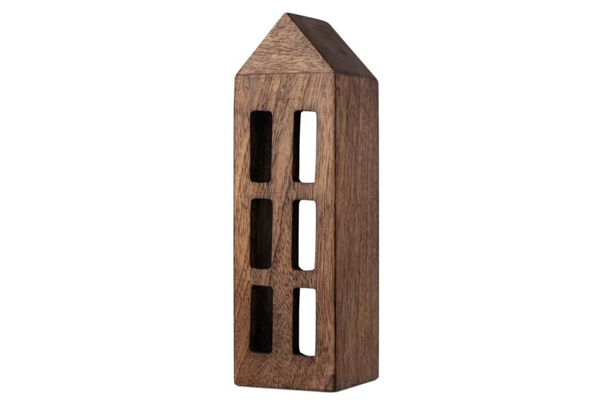 Candles & Candleholders^Nkuku Mandar Mango Wood House - Dark Brown - Large