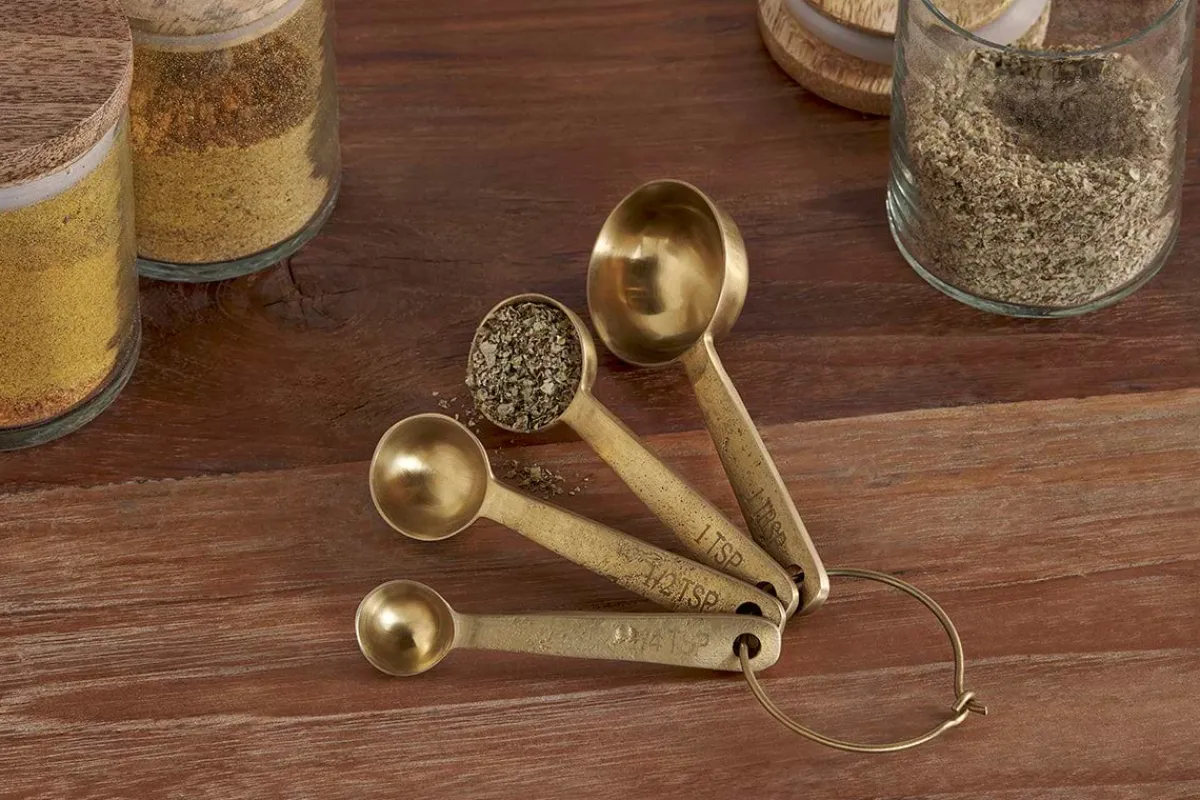 Cutlery|Cutlery^Nkuku Mane Measuring Spoons - Brushed Gold