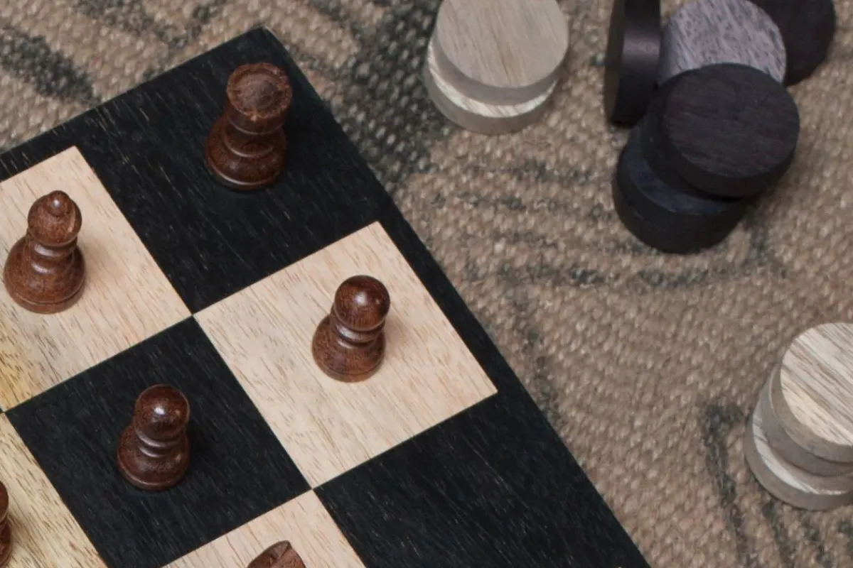 Board Games^Nkuku Mango Wood Chess & Draughts