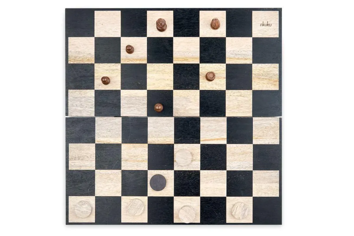 Board Games^Nkuku Mango Wood Chess & Draughts