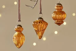 Baubles & Tree Decorations|Bright Christmas^Nkuku Manipur Baubles - (Set of 3) Amber