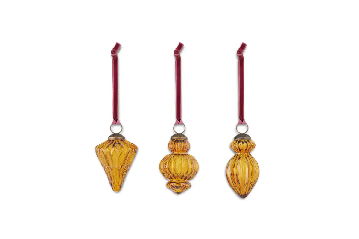 Baubles & Tree Decorations|Bright Christmas^Nkuku Manipur Baubles - (Set of 3) Amber