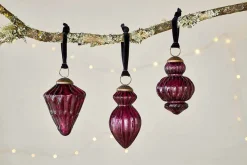 Baubles & Tree Decorations|New Christmas^Nkuku Manipur Baubles - (Set of 3) Ruby
