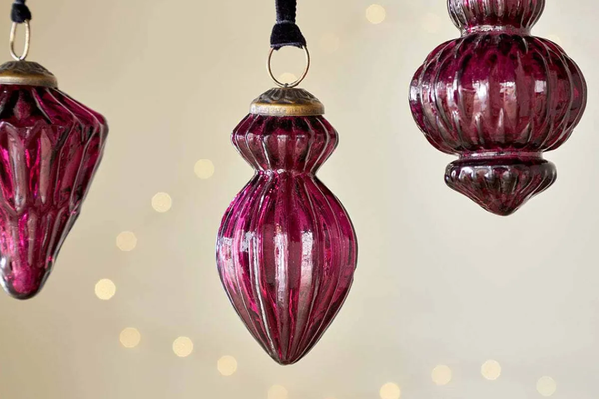 Baubles & Tree Decorations|New Christmas^Nkuku Manipur Baubles - (Set of 3) Ruby