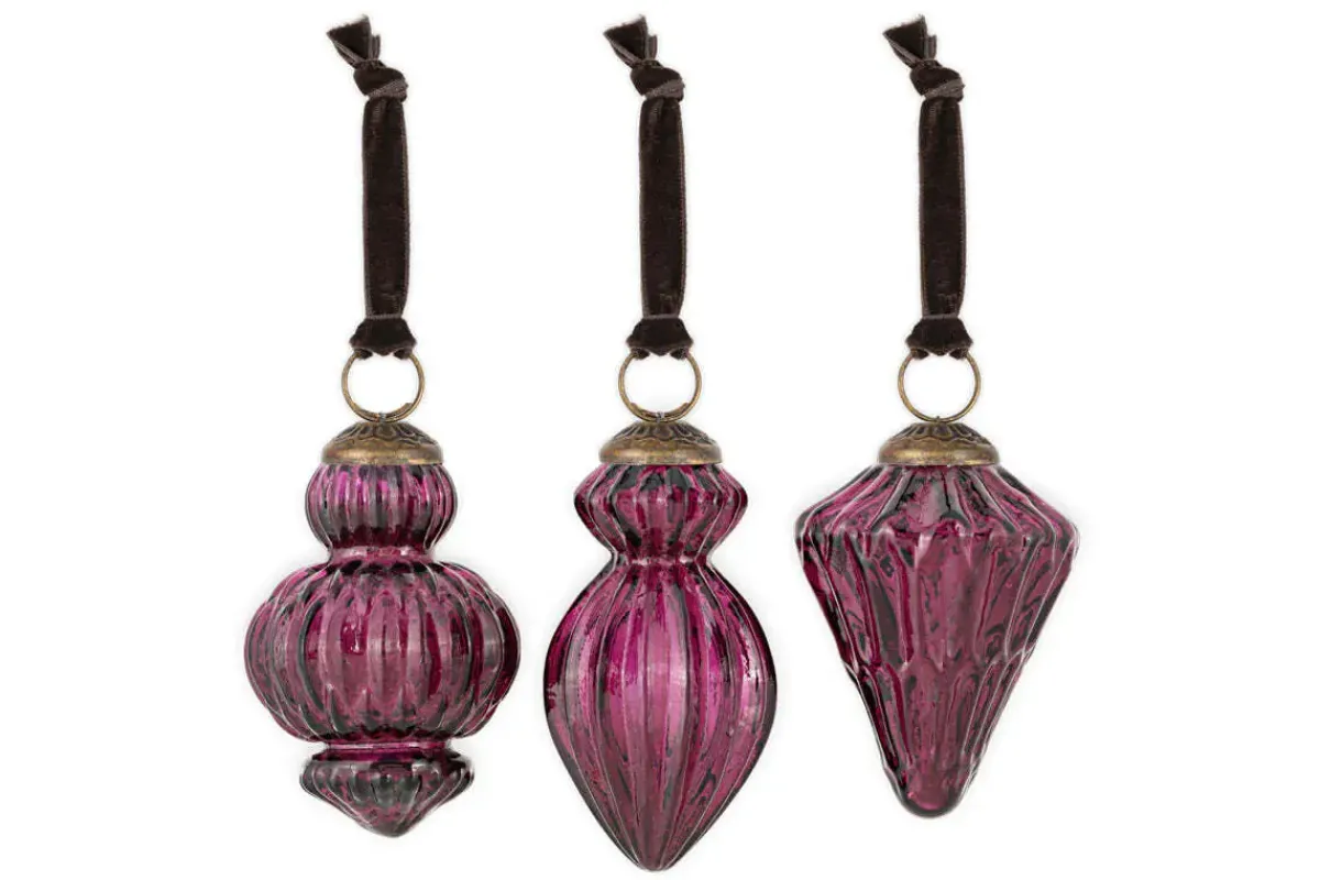 Baubles & Tree Decorations|New Christmas^Nkuku Manipur Baubles - (Set of 3) Ruby