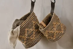 Baskets|Pantry^Nkuku Mannu Cotton & Hemp Wall Hung Basket - Natural & Black