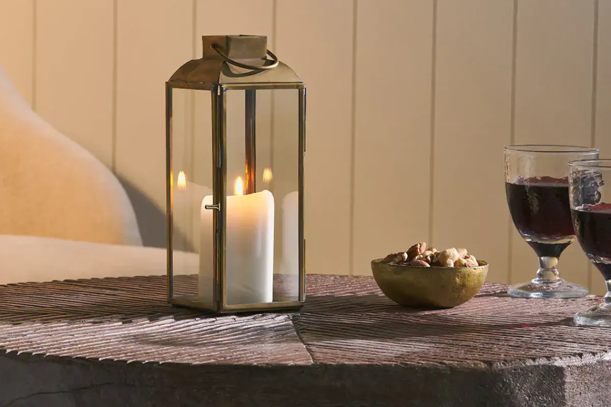 Fireside|Lanterns^Nkuku Maro Brass Lantern - Tall