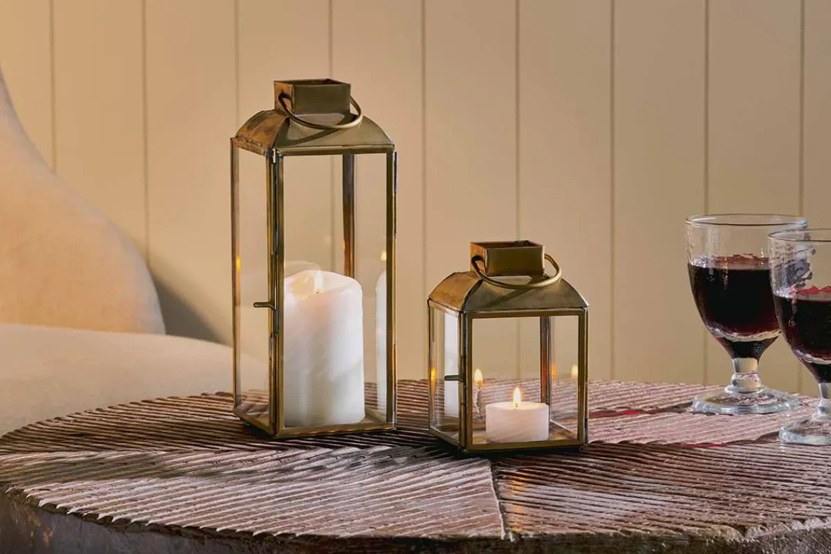 Fireside|Lanterns^Nkuku Maro Brass Lantern - Tall