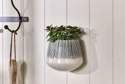 Decorative Home Accessories|Indoor Planters^Nkuku Matamba Ceramic Wall Hung Planter - Black Lines