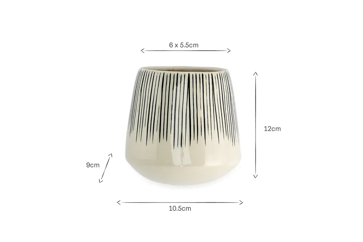Decorative Home Accessories|Indoor Planters^Nkuku Matamba Ceramic Wall Hung Planter - Black Lines