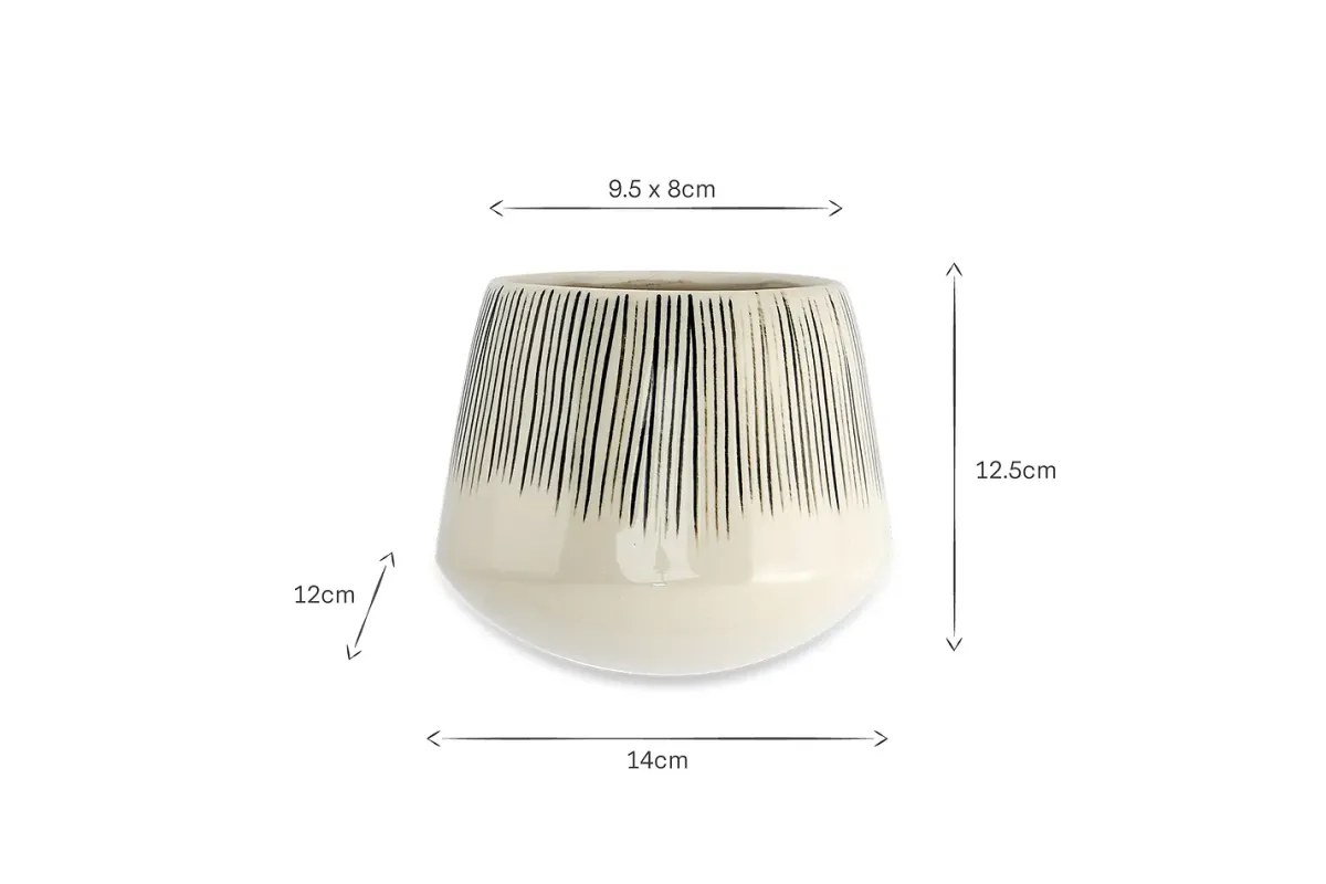 Decorative Home Accessories|Indoor Planters^Nkuku Matamba Ceramic Wall Hung Planter - Black Lines