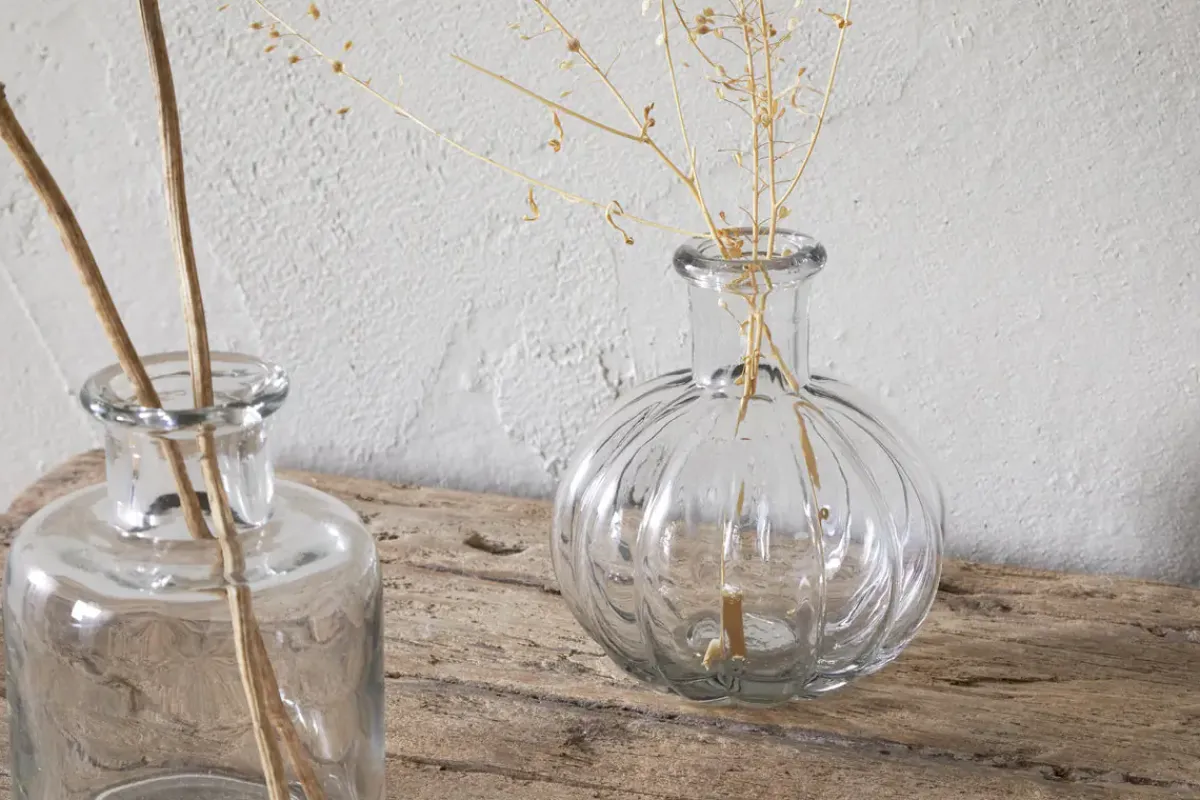 Desk Accessories|Decorative Pots & Vases^Nkuku Mayumi Recycled Glass Bud Vases - Clear (Set of 3)