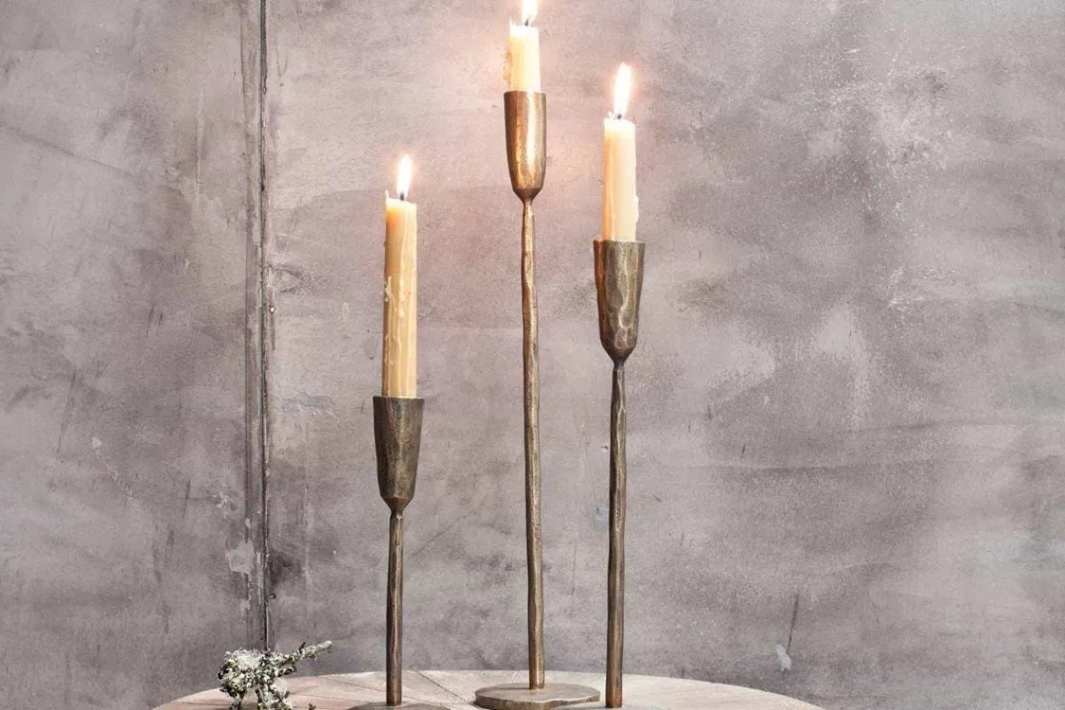Decorative Home Accessories|Candle Holders^Nkuku Mbata Brass Candlestick - Antique Brass