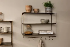Pantry|Kitchen Storage^Nkuku Meghana Iron Shelf With Hooks - Wide