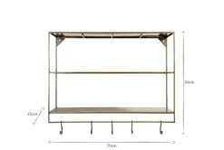 Pantry|Kitchen Storage^Nkuku Meghana Iron Shelf With Hooks - Wide