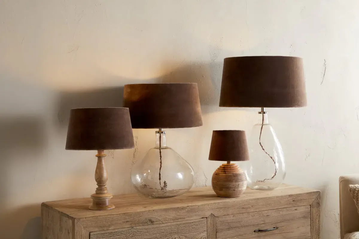 Lampshades^Nkuku Mendai Velvet & Linen Lampshade - Mocha