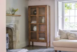 Home Office|Hallway & Bootroom^Nkuku Mendani Mango Wood & Fluted Glass Cabinet - Walnut Stain