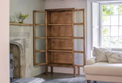 Home Office|Hallway & Bootroom^Nkuku Mendani Mango Wood & Fluted Glass Cabinet - Walnut Stain