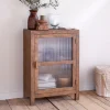 Home Office|Kitchen & Dining^Nkuku Mendani Mango Wood & Fluted Glass Glass Low Cabinet - Walnut Stain