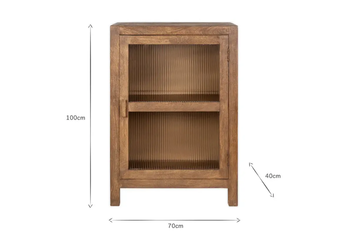 Home Office|Kitchen & Dining^Nkuku Mendani Mango Wood & Fluted Glass Glass Low Cabinet - Walnut Stain
