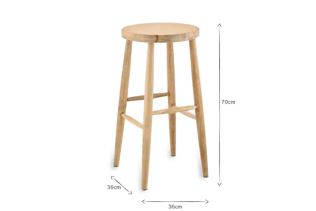 Kitchen & Dining|Bar Stools & Bar Chairs^Nkuku Mengwi Mango Wood Round Bar Stool - Natural