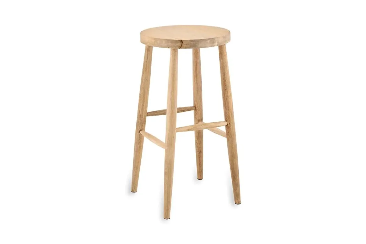 Kitchen & Dining|Bar Stools & Bar Chairs^Nkuku Mengwi Mango Wood Round Bar Stool - Natural