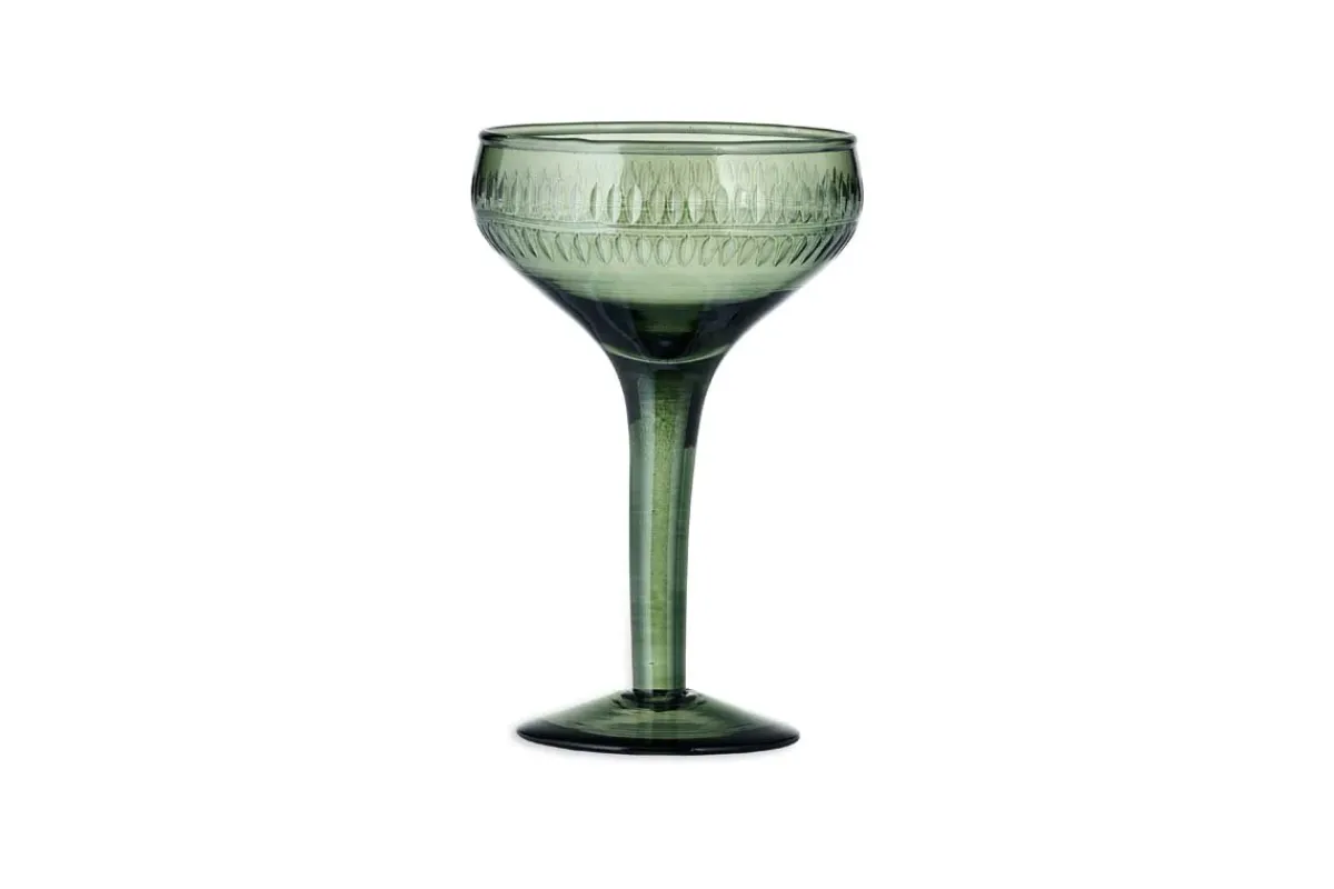 Barware|Entertaining Glasses^Nkuku Mila Champagne Glass - - (Set of 4) Dark Emerald