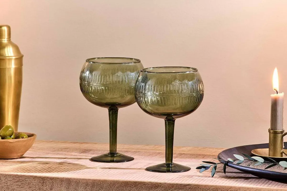 Entertaining Glasses^Nkuku Mila Gin Glass - - (Set of 2) Dark Emerald
