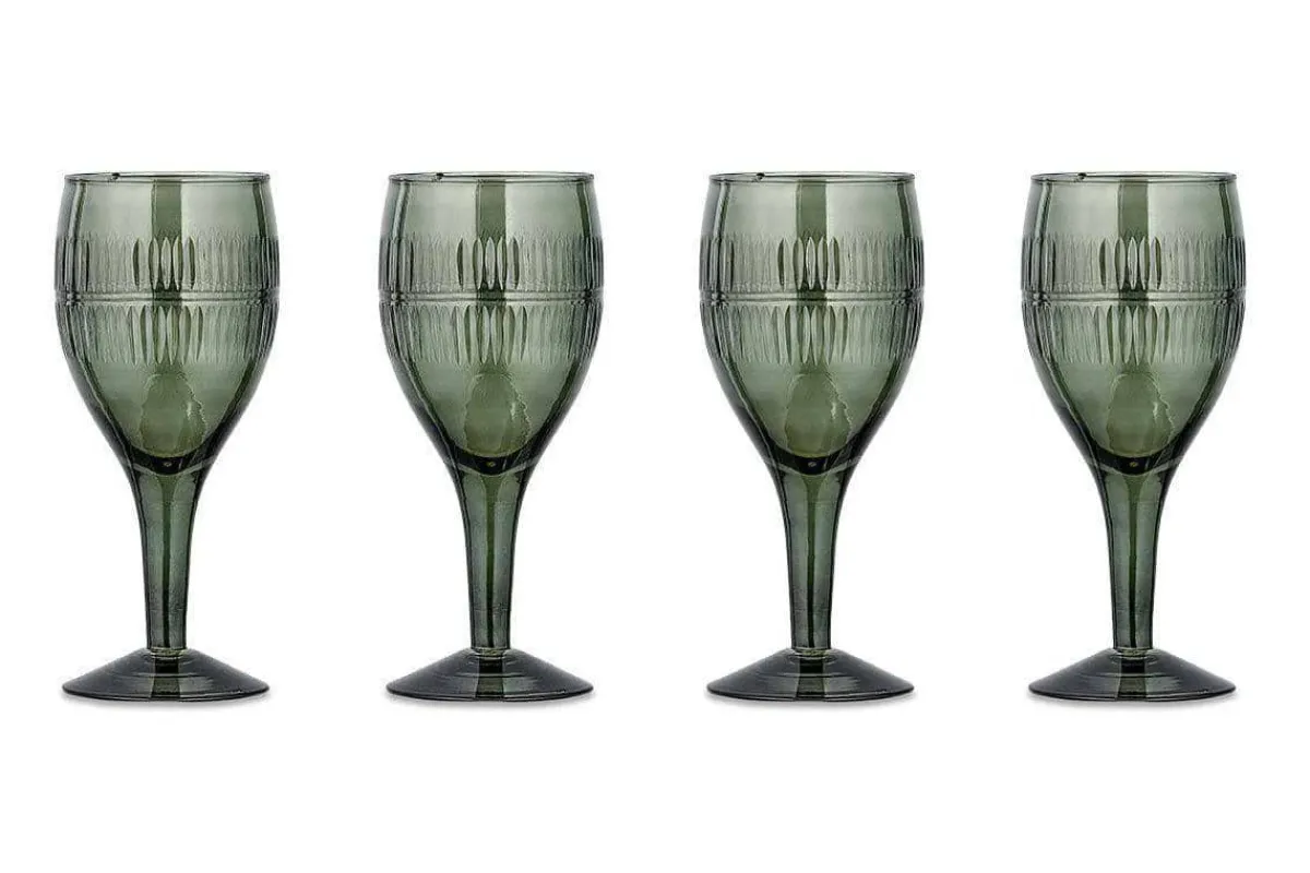 Entertaining Glasses|Wine & Champagne Glasses^Nkuku Mila Wine Glass - (Set of 4) Dark Emerald
