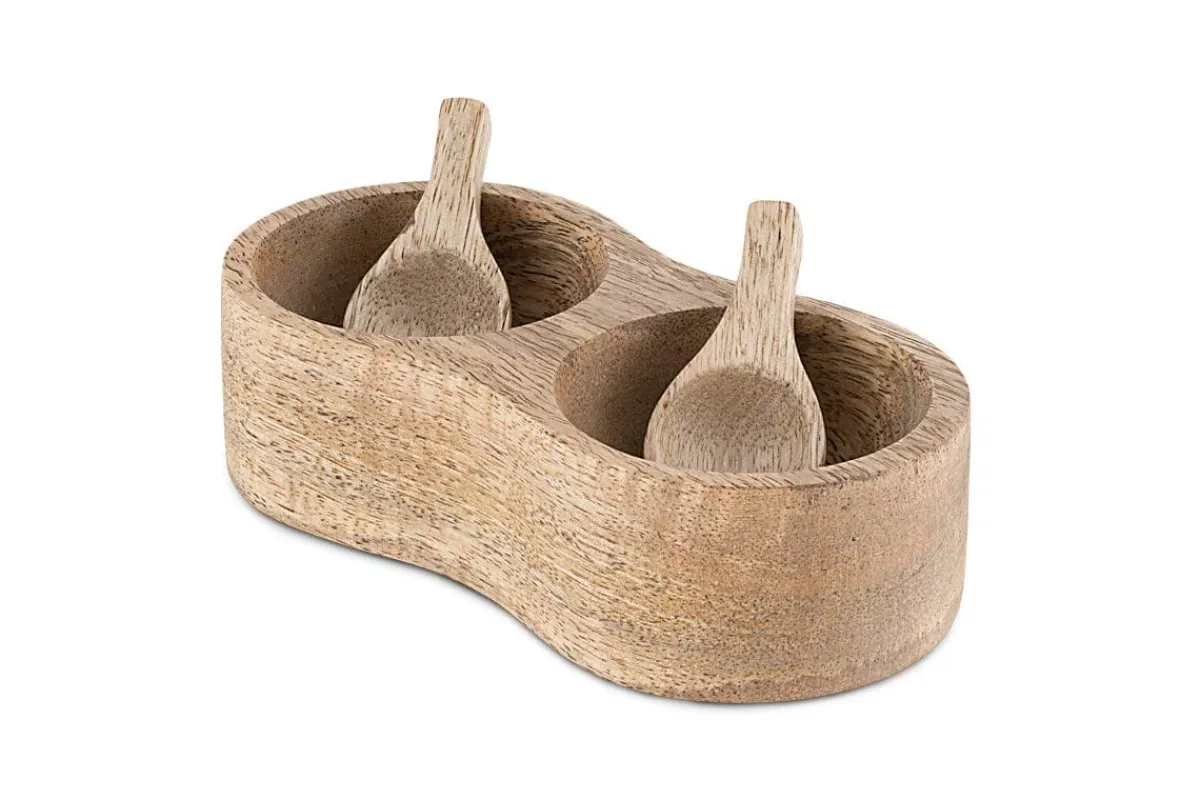 Pantry|Kitchen Storage^Nkuku Milaku Mango Wood Salt & Pepper Server - Natural