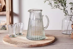 Jugs^Nkuku Minati Ribbed Glass Jug - Clear