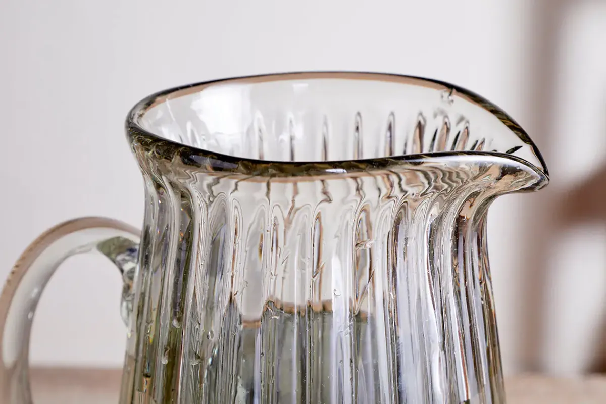 Jugs^Nkuku Minati Ribbed Glass Jug - Clear