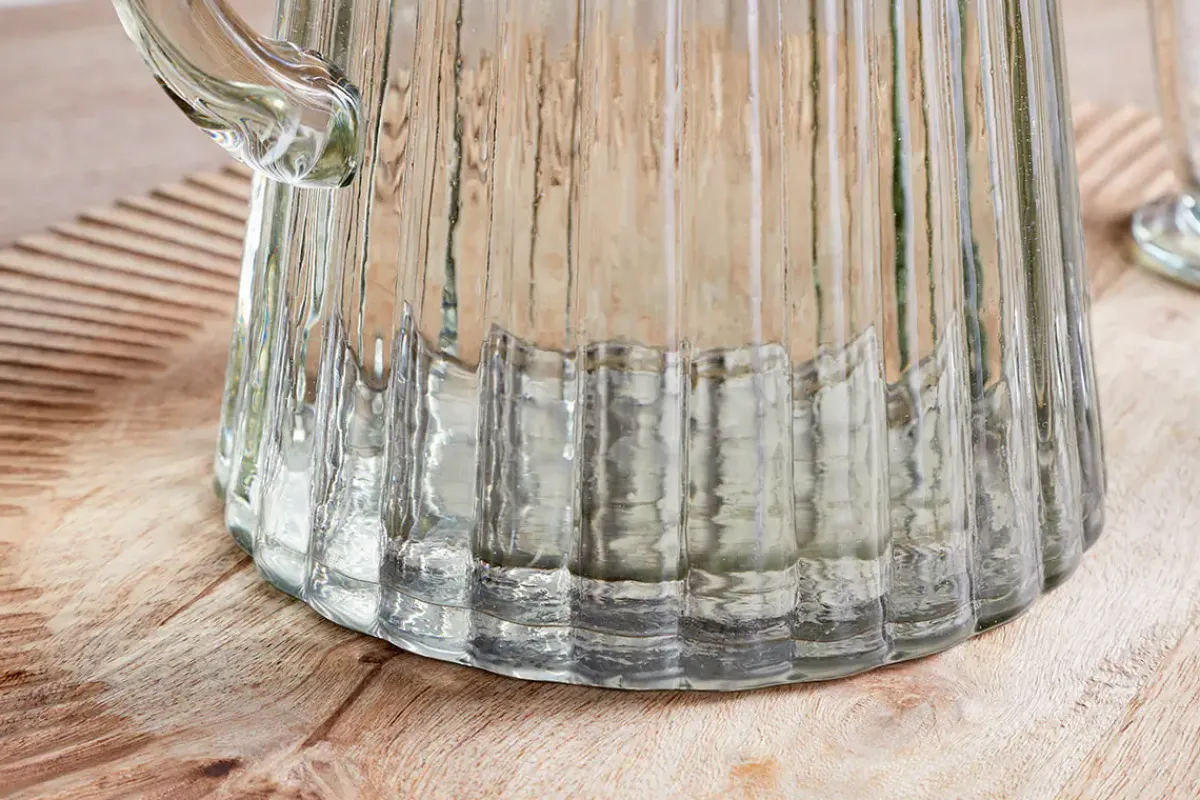 Jugs^Nkuku Minati Ribbed Glass Jug - Clear