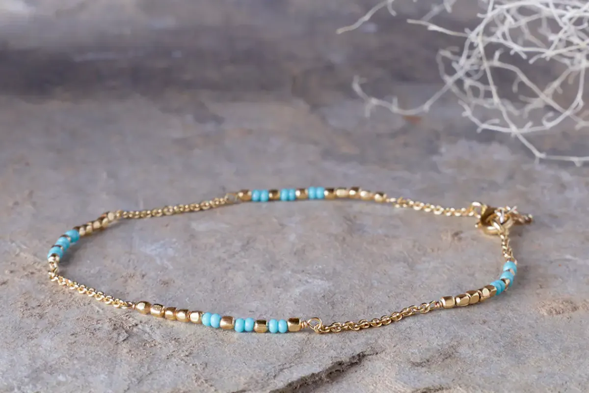 Jewellery|Jewellery & Jewellery Boxes^Nkuku Mindra Anklet - Turquoise