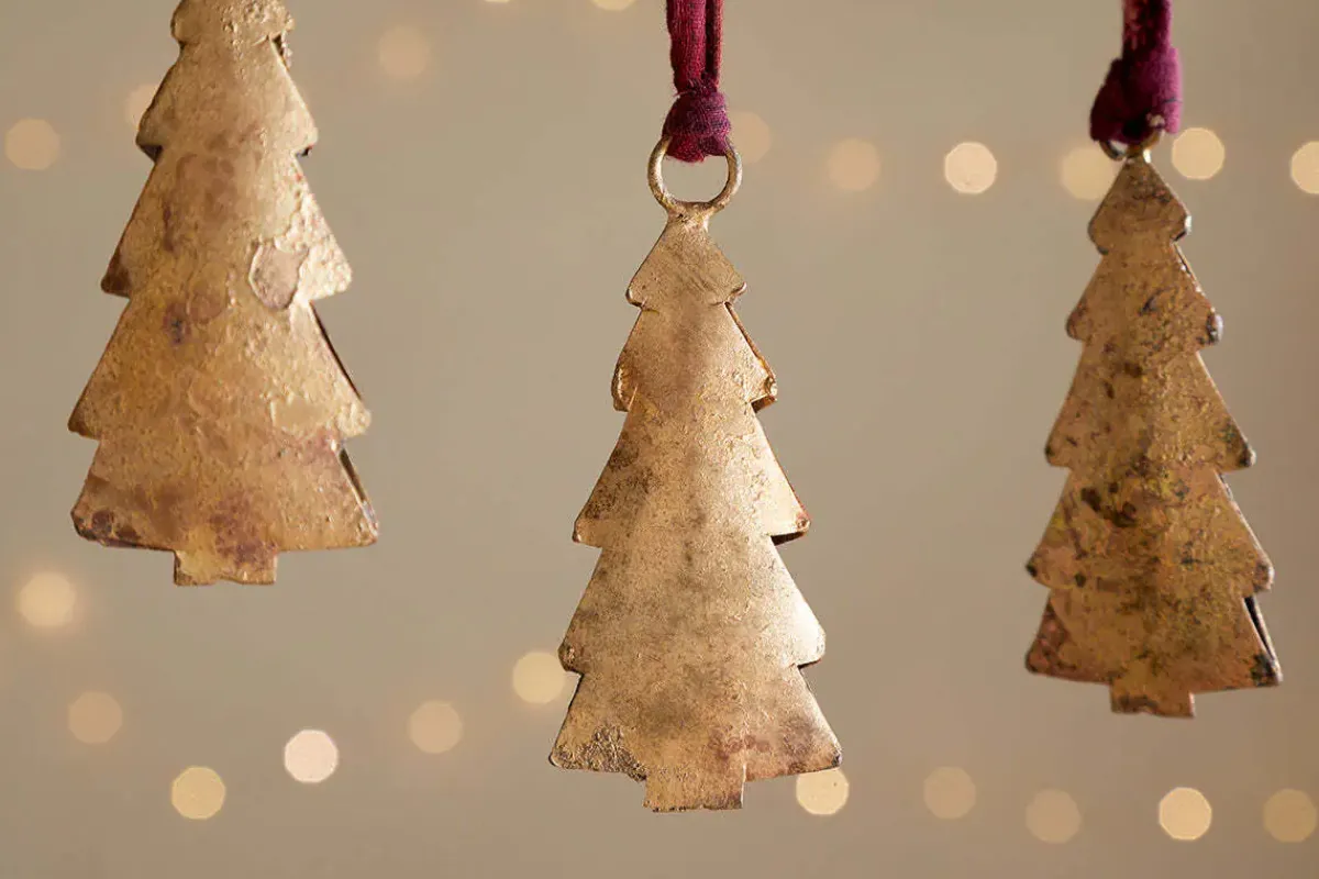 Baubles & Tree Decorations|New Christmas^Nkuku Mishti Tree Baubles - Antique Brass - Small (Set of 4)