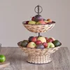 Pantry|Cake Domes & Stands^Nkuku Montali Rattan 2 Tier Fruit Stand - Black & Natural