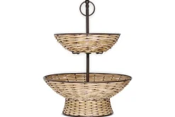 Pantry|Cake Domes & Stands^Nkuku Montali Rattan 2 Tier Fruit Stand - Black & Natural