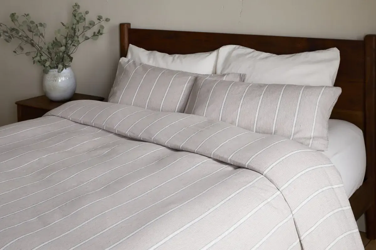 Bedroom Textiles|Bedroom^Nkuku Mora Hemp & Cotton Duvet Cover - Stone Grey