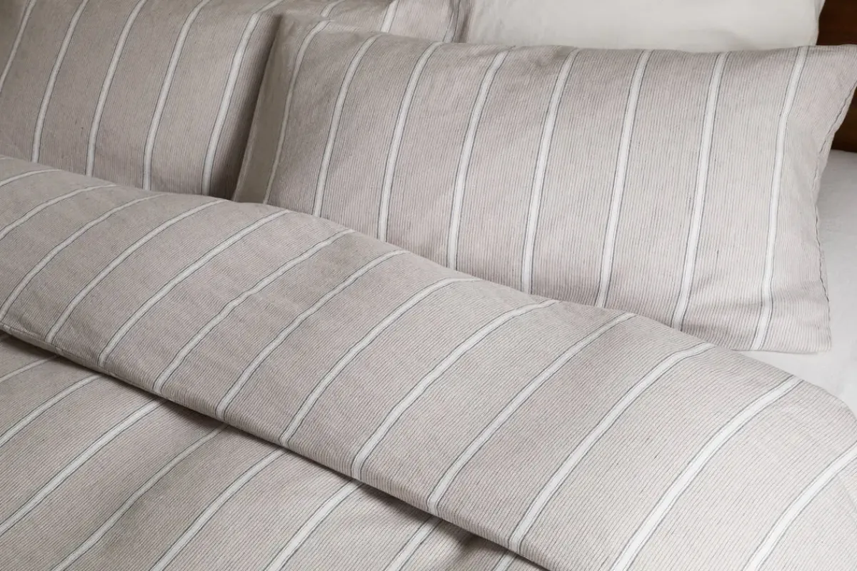 Bedroom Textiles|Bedroom^Nkuku Mora Hemp & Cotton Duvet Cover - Stone Grey