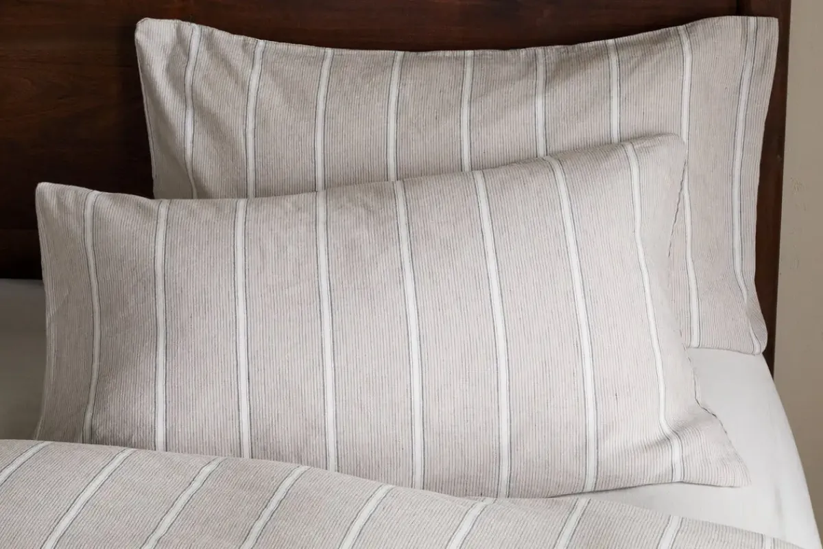 Bedroom Textiles|Bedroom^Nkuku Mora Hemp & Cotton Housewife Pillowcases - Stone Grey