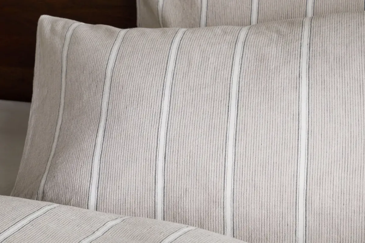 Bedroom Textiles|Bedroom^Nkuku Mora Hemp & Cotton Housewife Pillowcases - Stone Grey