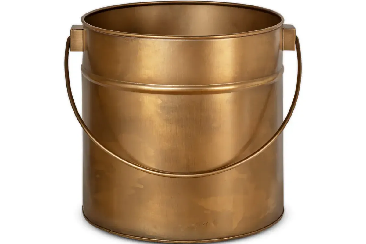 Baskets|Fireside^Nkuku Mosat Iron Fireside Bucket - Antique Brass