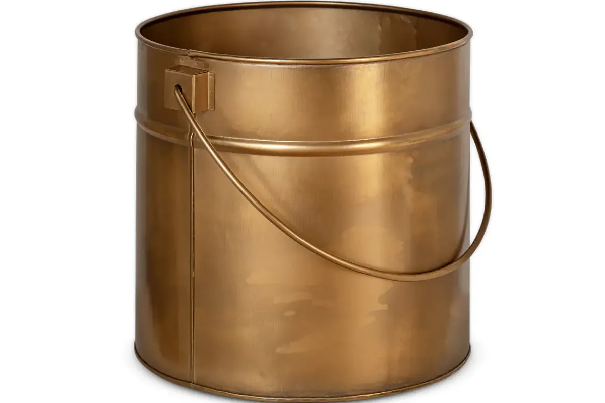 Baskets|Fireside^Nkuku Mosat Iron Fireside Bucket - Antique Brass
