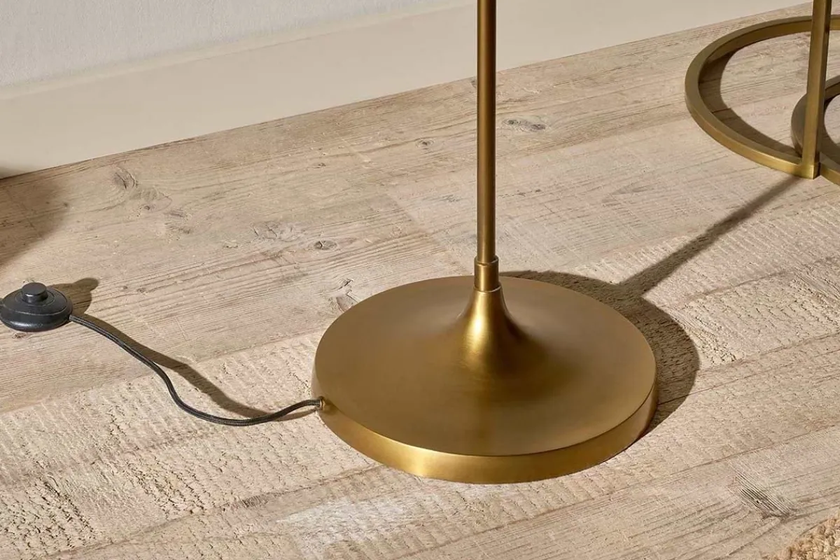 Floor Lamps^Nkuku Mulia Recycled Glass Floor Lamp - Antique Brass