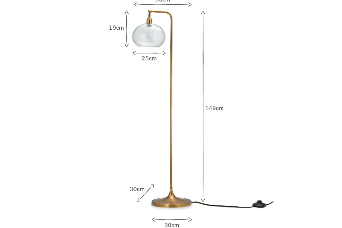 Floor Lamps^Nkuku Mulia Recycled Glass Floor Lamp - Antique Brass