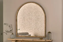 Fireside|Wall Mirrors^Nkuku Murwara Antique Glass Arched Mirror - Antique Brass