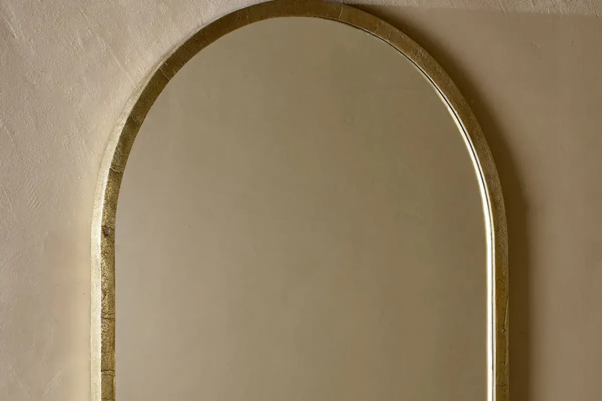 Wall Mirrors^Nkuku Murwara Arch Mirror - Antique Brass