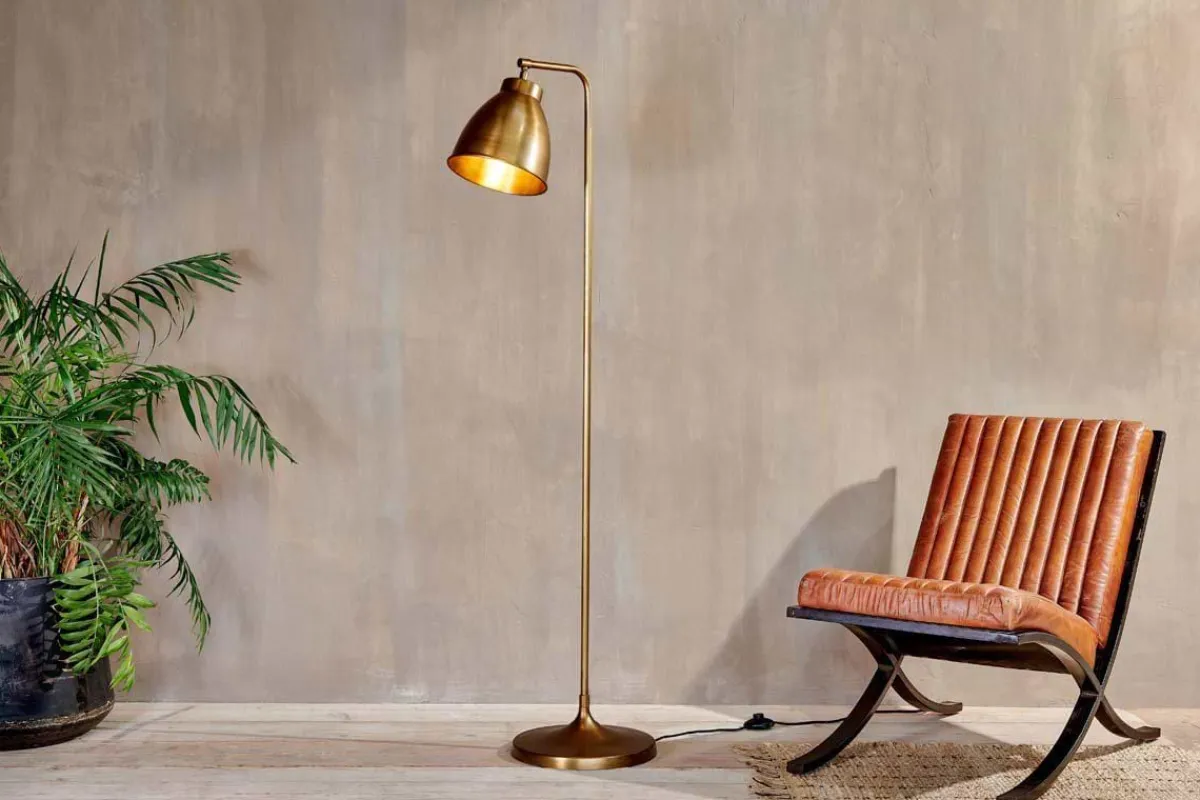 Floor Lamps^Nkuku Muturi Floor Lamp - Antique Brass