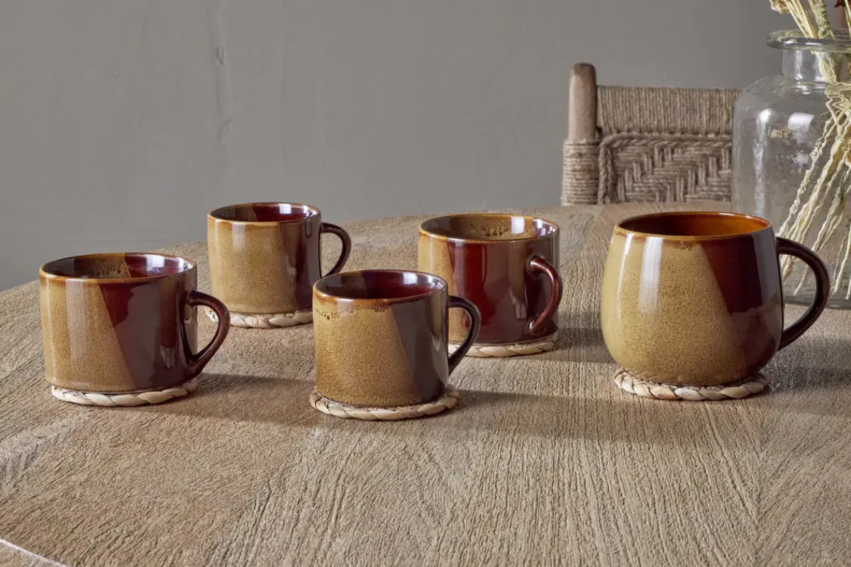 Mugs^Nkuku Naav Mugs - - Large (Set of 2) Mustard